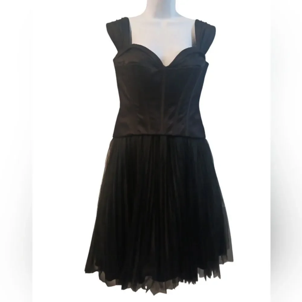 Zac Posen Truly black formal midi dress , full tulle skirt size 8